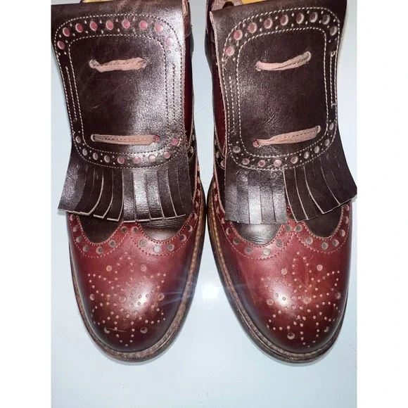 $1,150.00 George Esquivel Vanas Burgundy/Brown leather lace up oxfords Size 10